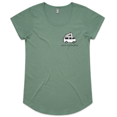Vanlife Diaries - Van Pocket - Women's Scoop Tee - Sage Thumbnail
